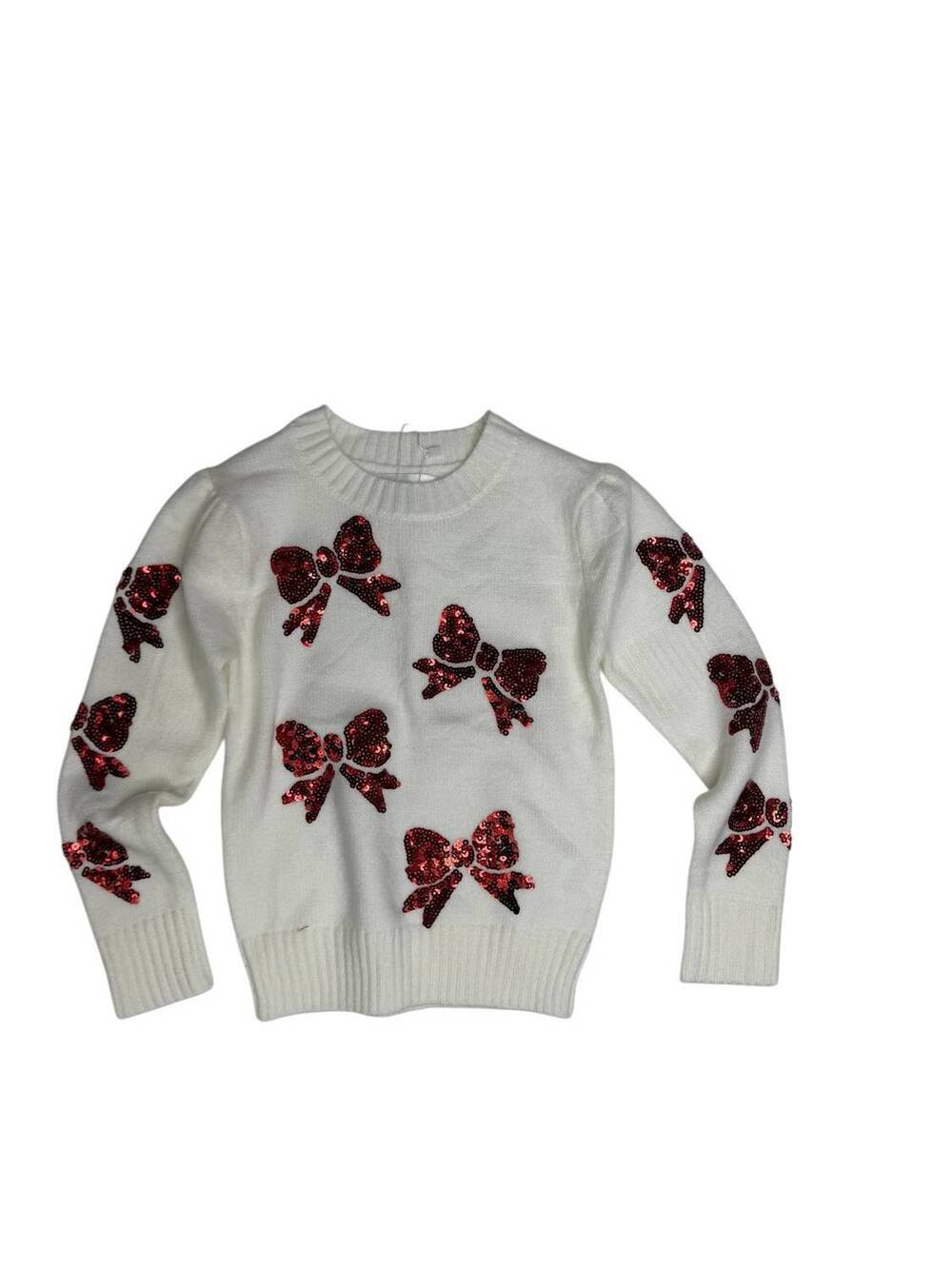 NEW BELLE CHER girl's bows sweater in red